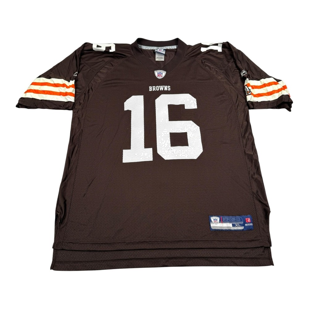 Cleveland Browns Football Jersey Mens XL Brown NFL Reebok Cribbs 16 Mesh